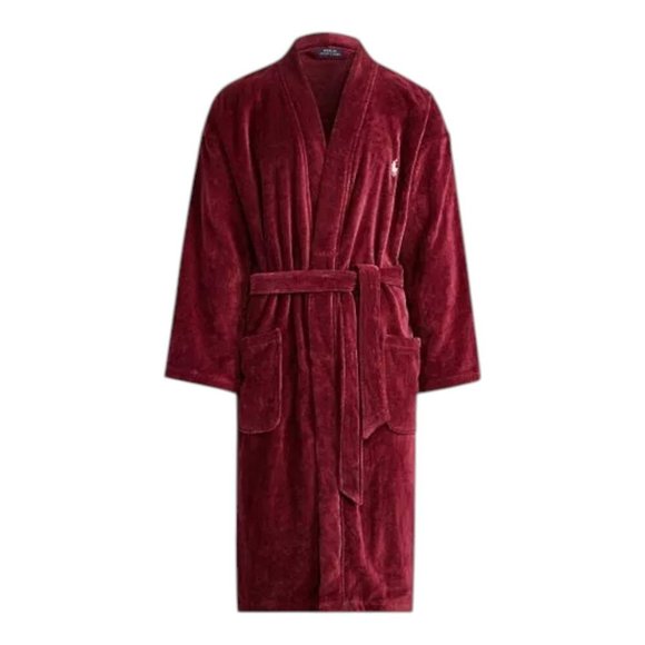 Polo Ralph Lauren Men's Terry Velour Robe Size S/M Classic Wine Big Pony Logo - Picture 3 of 6